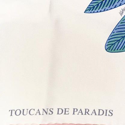 Hermes Silk Giant Toucans De Paradis Scarf 140 White Bleu Multicolor 5 of 5