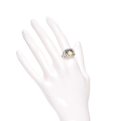 David Yurman Sterling Silver Diamond Prasiolite 11mm Albion Ring 56 7.75 2 of 5
