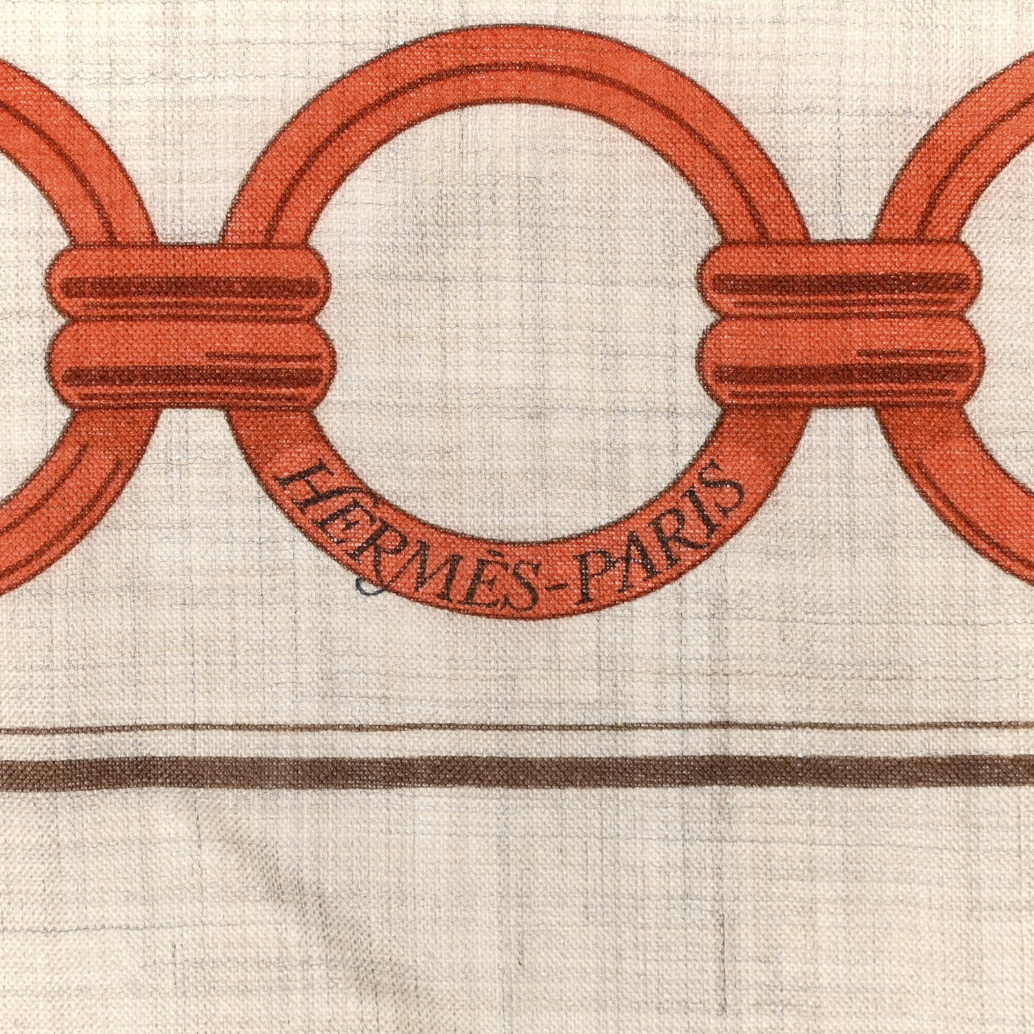 Hermes Cashmere Maillons Et Chaines Rectangle Beige Chine Brun Orange 3 of 4