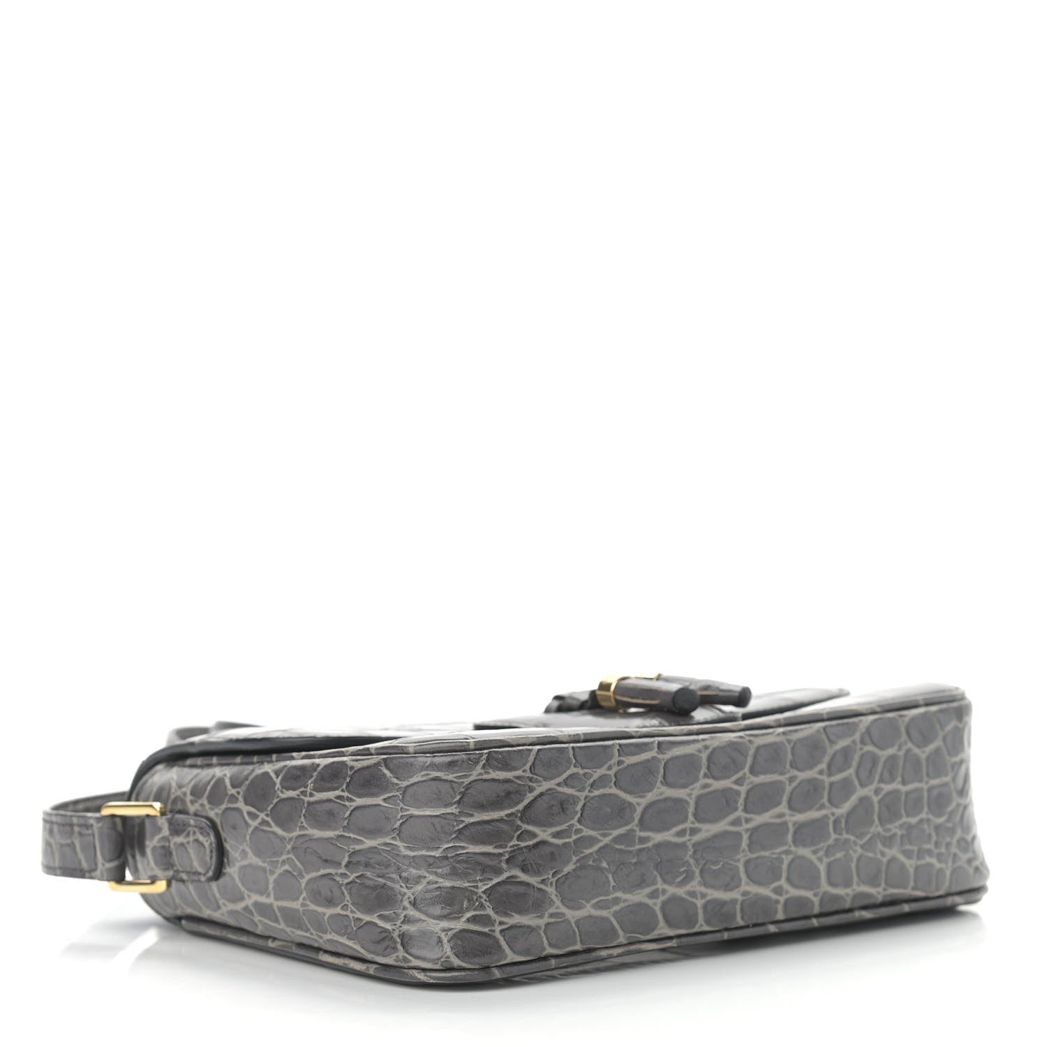 Celine Calfskin Crocodile Embossed Medium Tassel Bag Anthracite 4 of 12