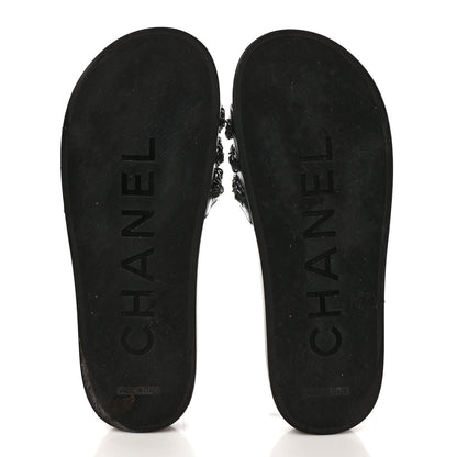 Chanel Fantasy Lambskin Chain Flat Sandals 39 Blue 5 of 8