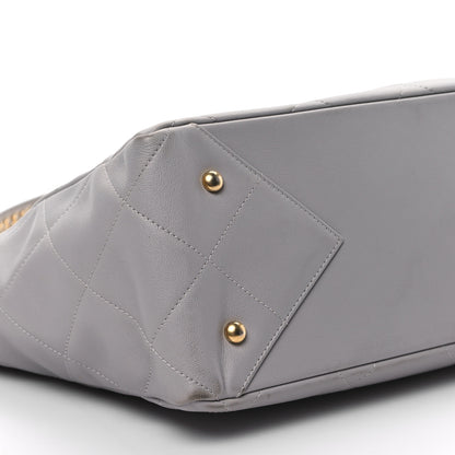 Chanel Calfskin Quilted Book Pocket Shopping Tote Grey 9 of 10