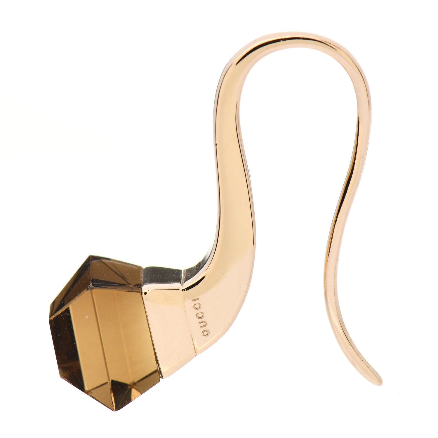 Gucci 18K Yellow Gold Smoky Quartz Chiodo Drop Earrings 5 of 7