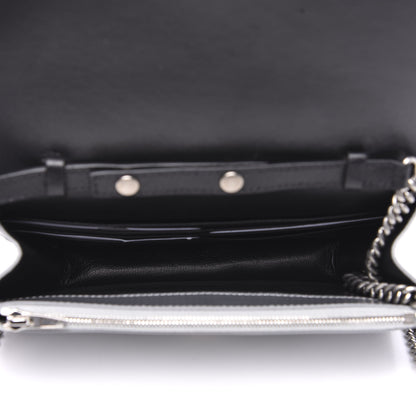 Balenciaga Metallic Calfskin Quilted Touch B Wallet On Chain Silver 4 of 8