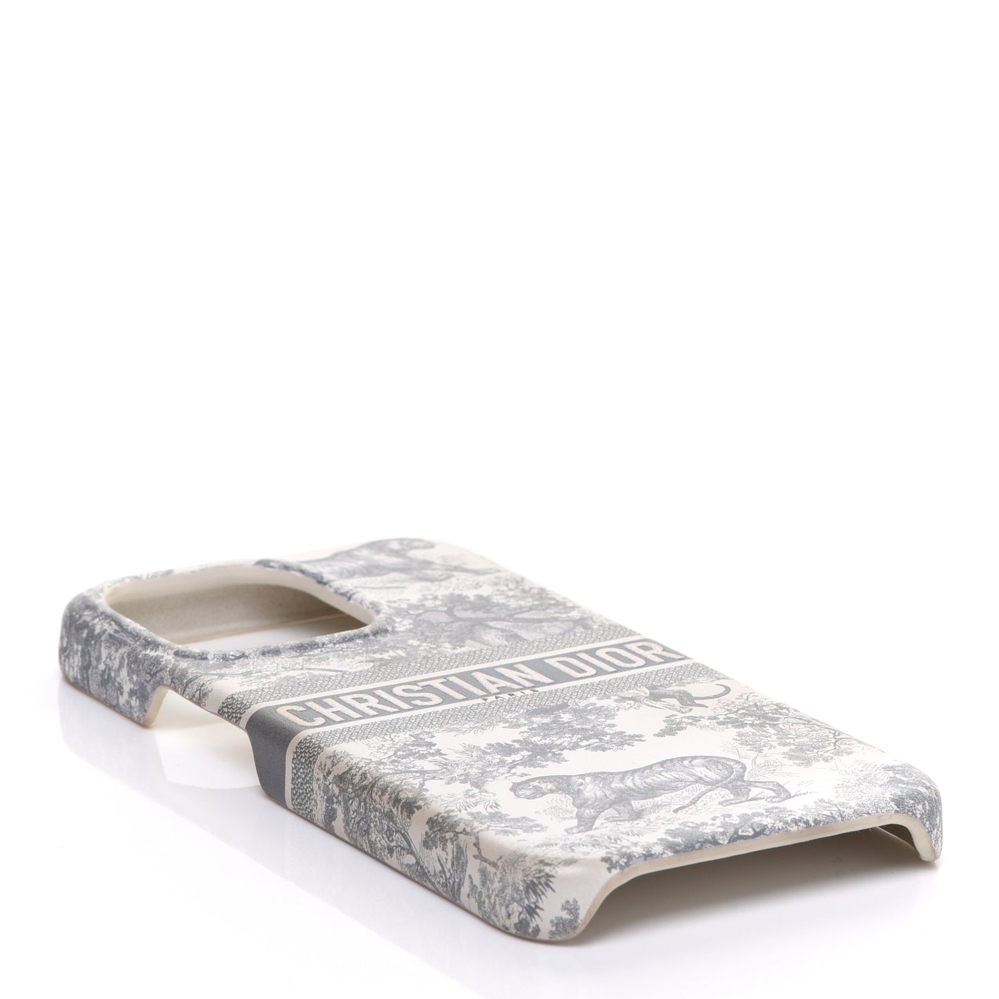 Calfskin Toile De Jouy iPhone 13 Pro Case Grey