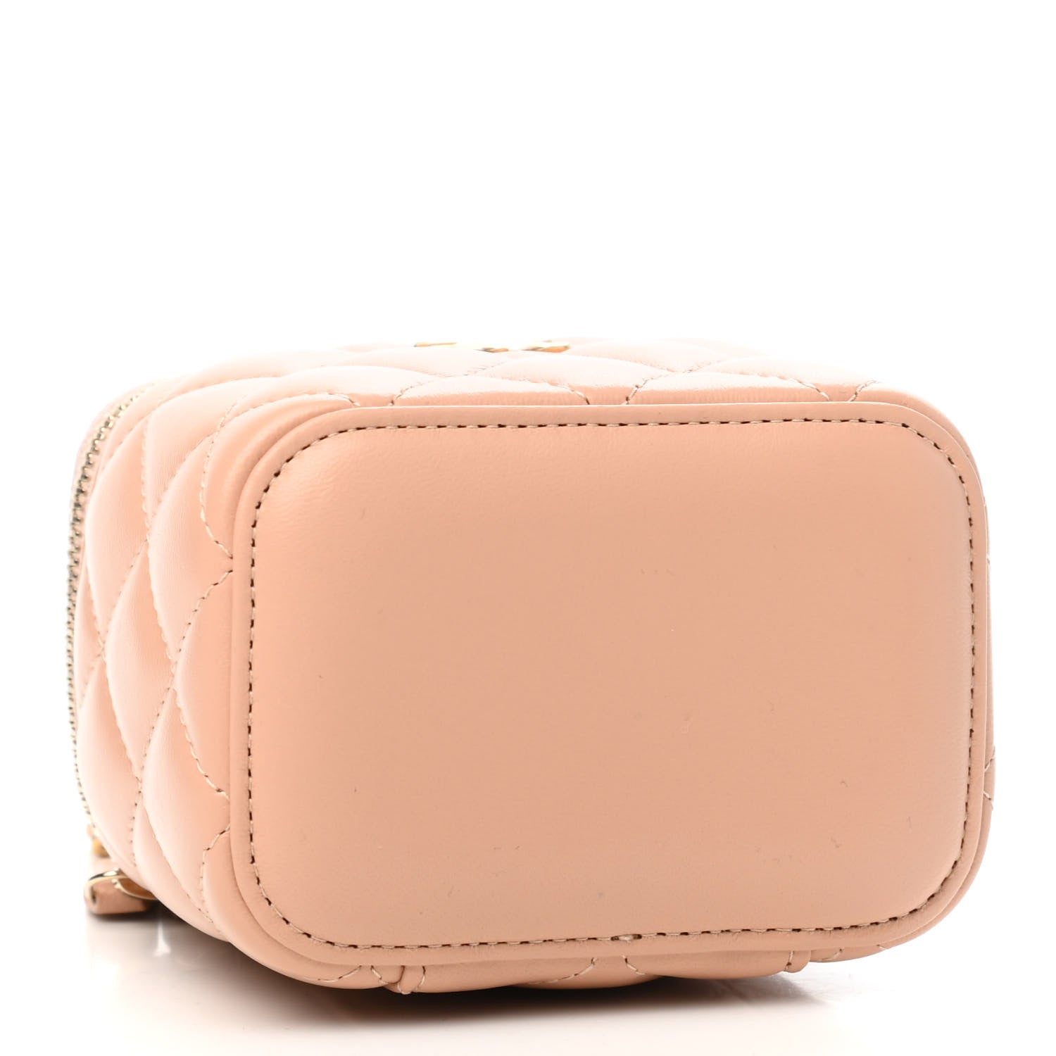 Chanel Lambskin Quilted Top Handle Mini Vanity Case With Chain Beige 3 of 4