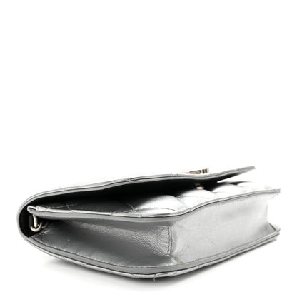 Balenciaga Metallic Calfskin Quilted Touch B Wallet On Chain Silver 4 of 9