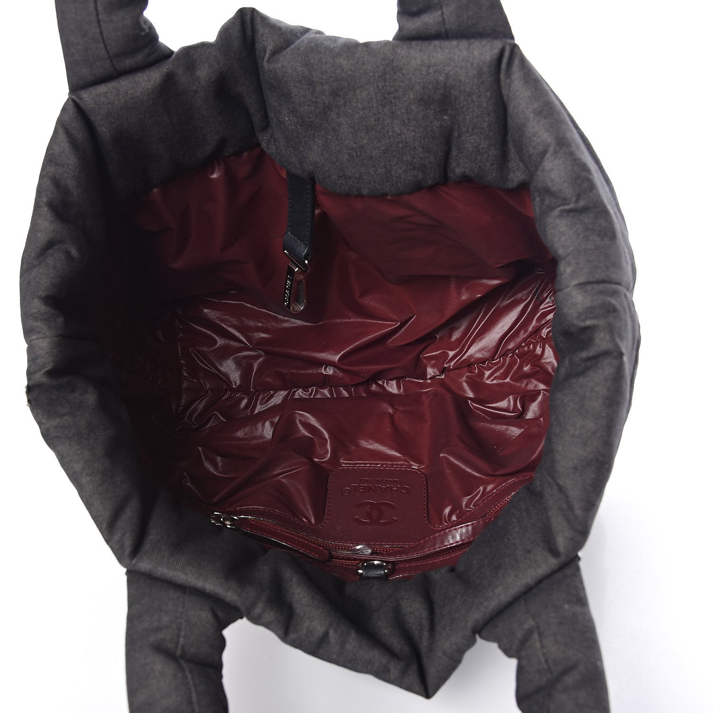 Canvas Nylon Quilted Small Coco Cocoon Reversible Tote Black