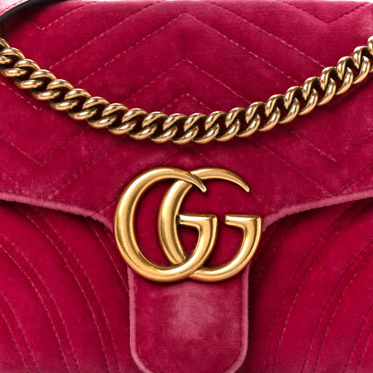 Gucci Velvet Matelasse Small GG Marmont Shoulder Bag Light Raspberry Rose 9 of 12