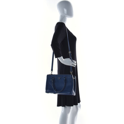 Prada City Calf Hand Stitched Small Galleria Double Zip Tote Bluette 2 of 16