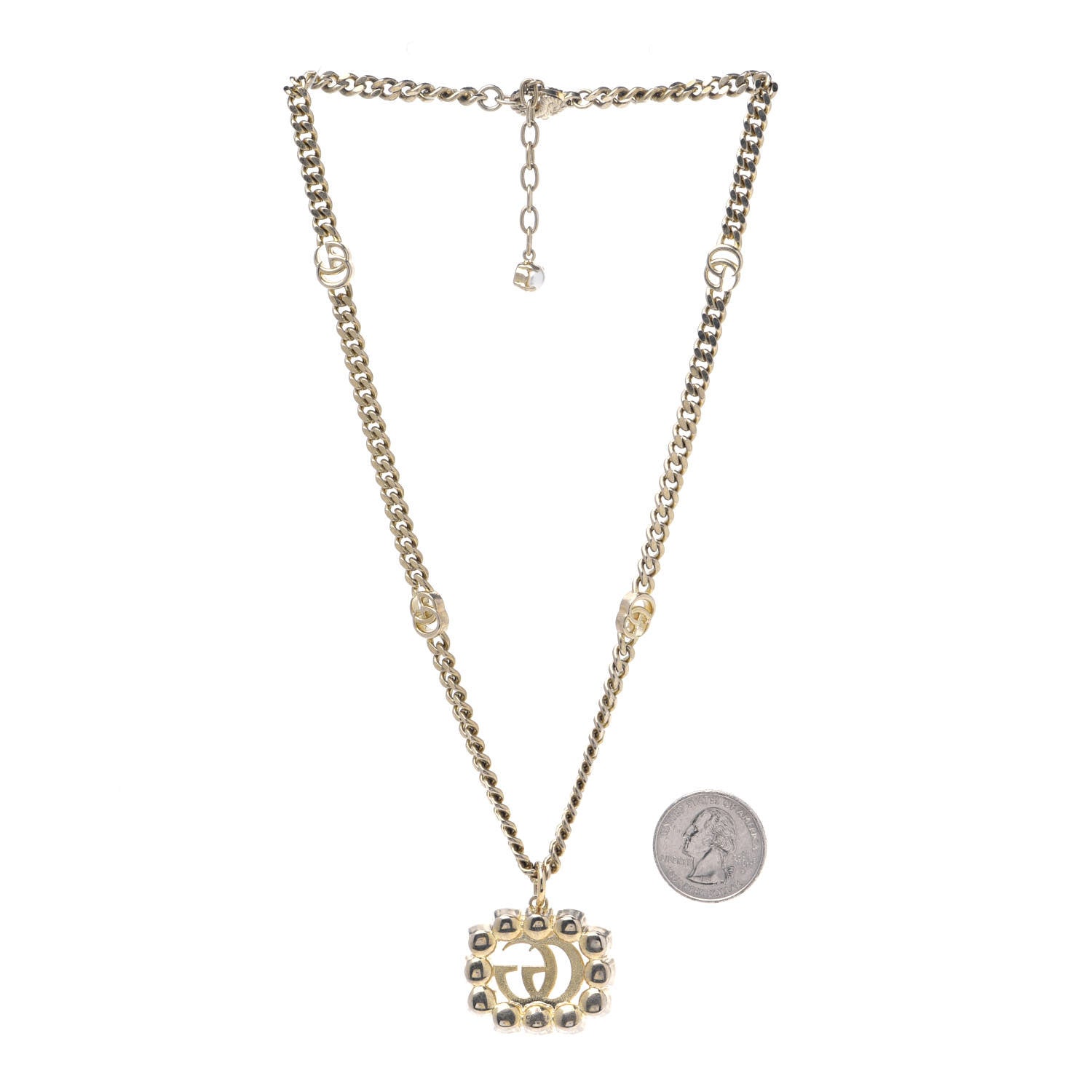 Gucci Pearl Marmont Necklace Aged Gold Cream 2 of 5