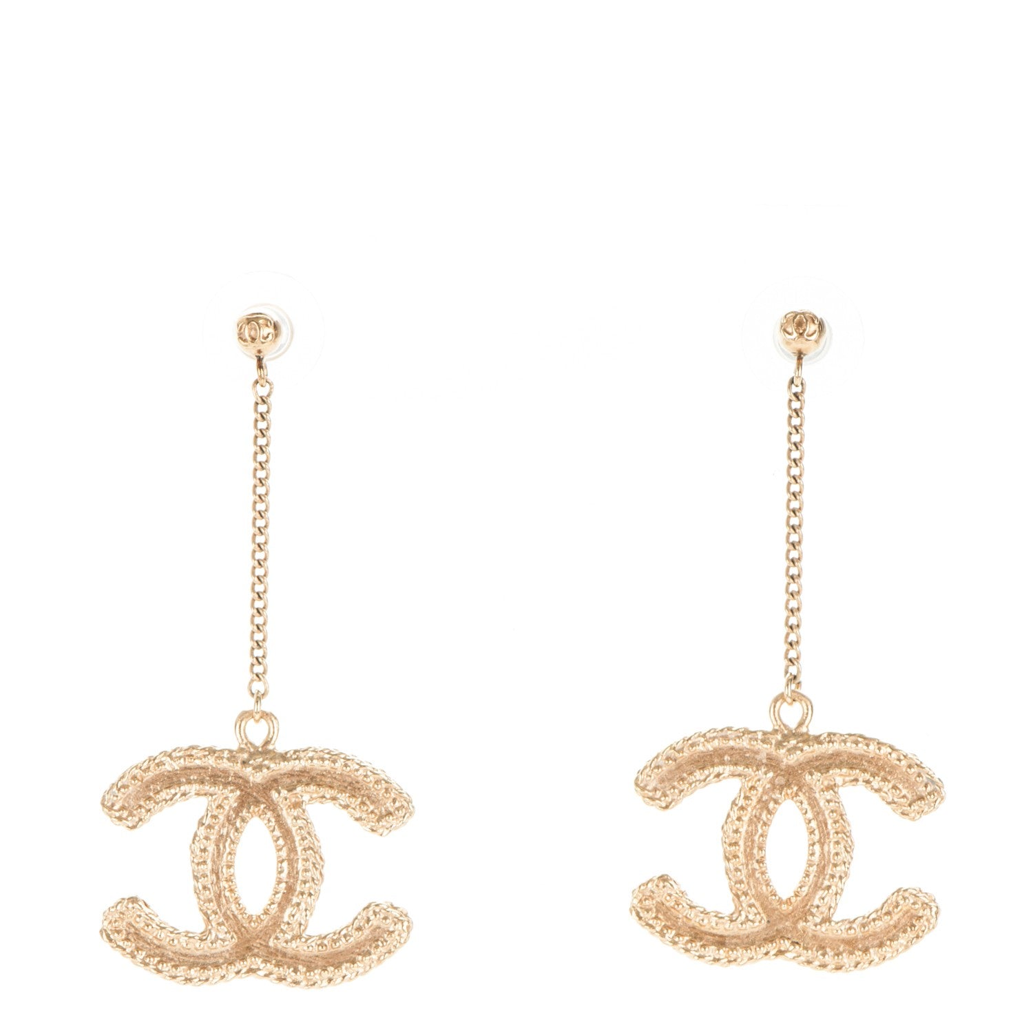Chanel CC Drop Earrings Matte Gold 1 of 3