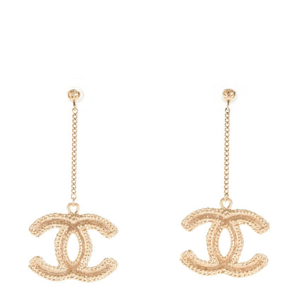 Chanel CC Drop Earrings Matte Gold 1 of 3