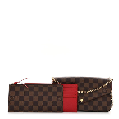 Louis Vuitton Damier Ebene Pochette Felicie Chain Wallet 1 of 10