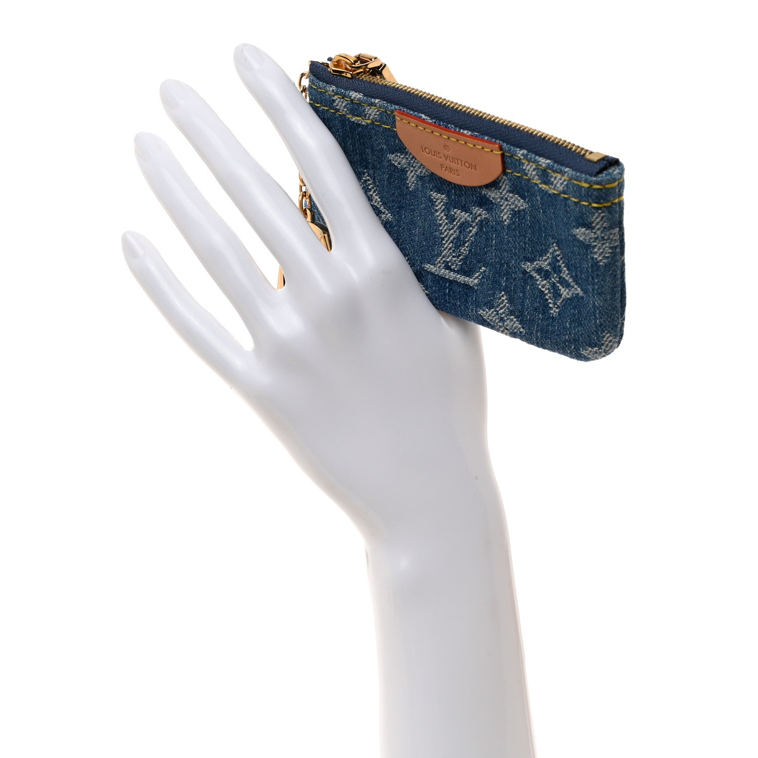Louis Vuitton LOUIS VUITTON Monogram Denim Key Pouch Denim Blue 2 of 6