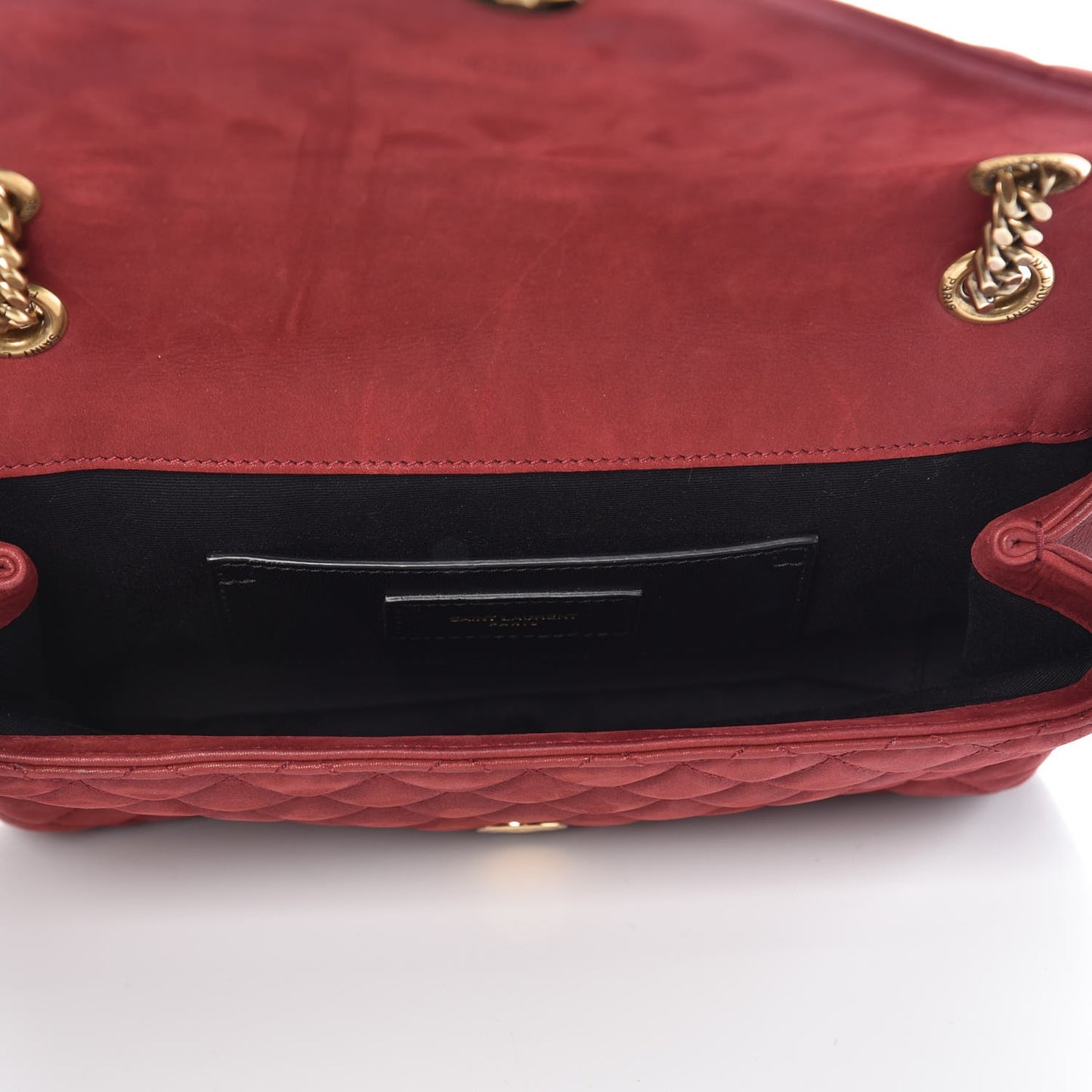 Metallic Calfskin Tri-Quilt Monogram Medium College Bag Red