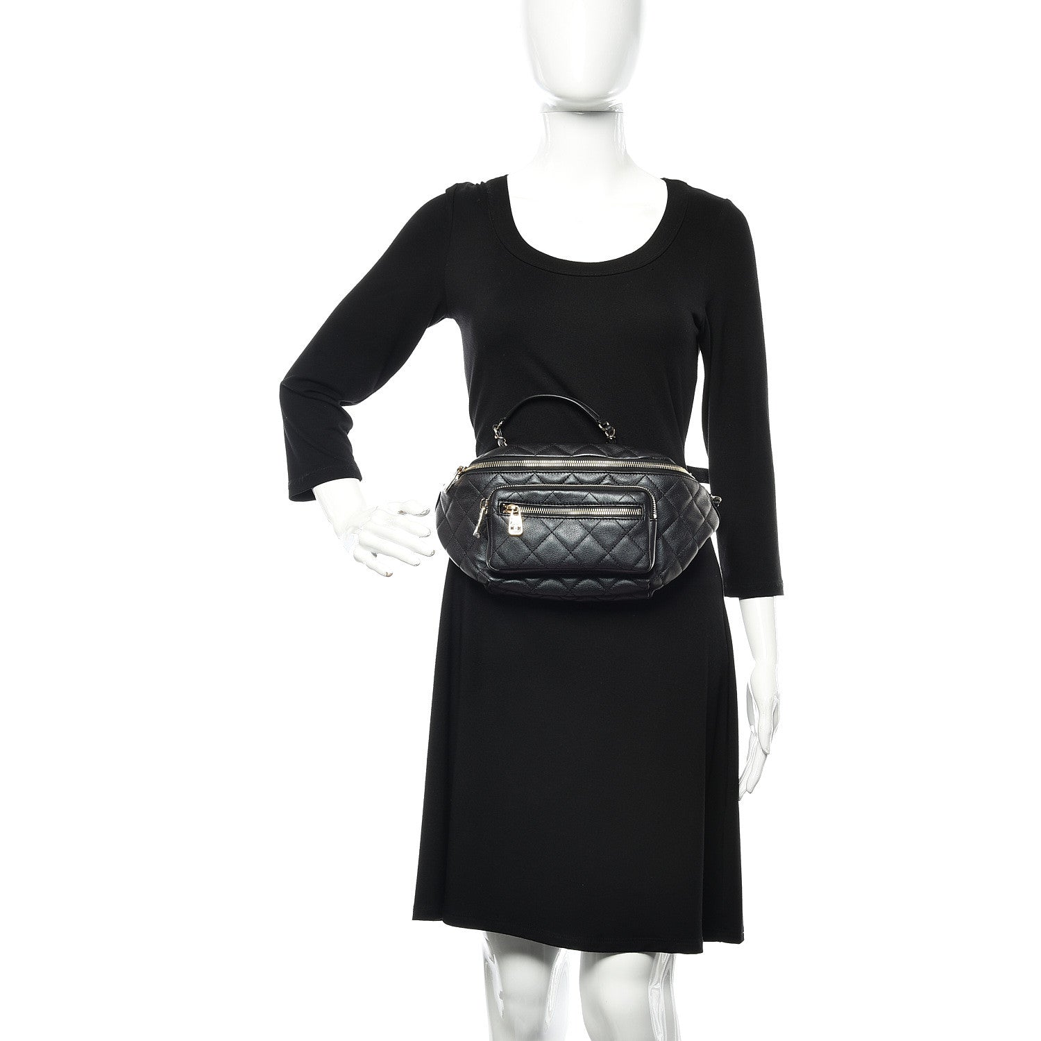 Chanel Iridescent Calfskin Quilted All About Waist Belt Bag Black 2 of 9