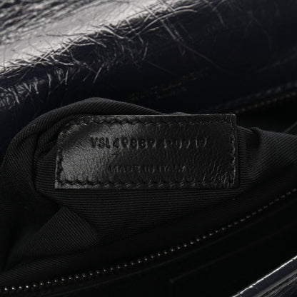 Saint Laurent Crinkled Calfskin Matelasse Monogram Medium Niki Chain Satchel Deep Marine 7 of 9