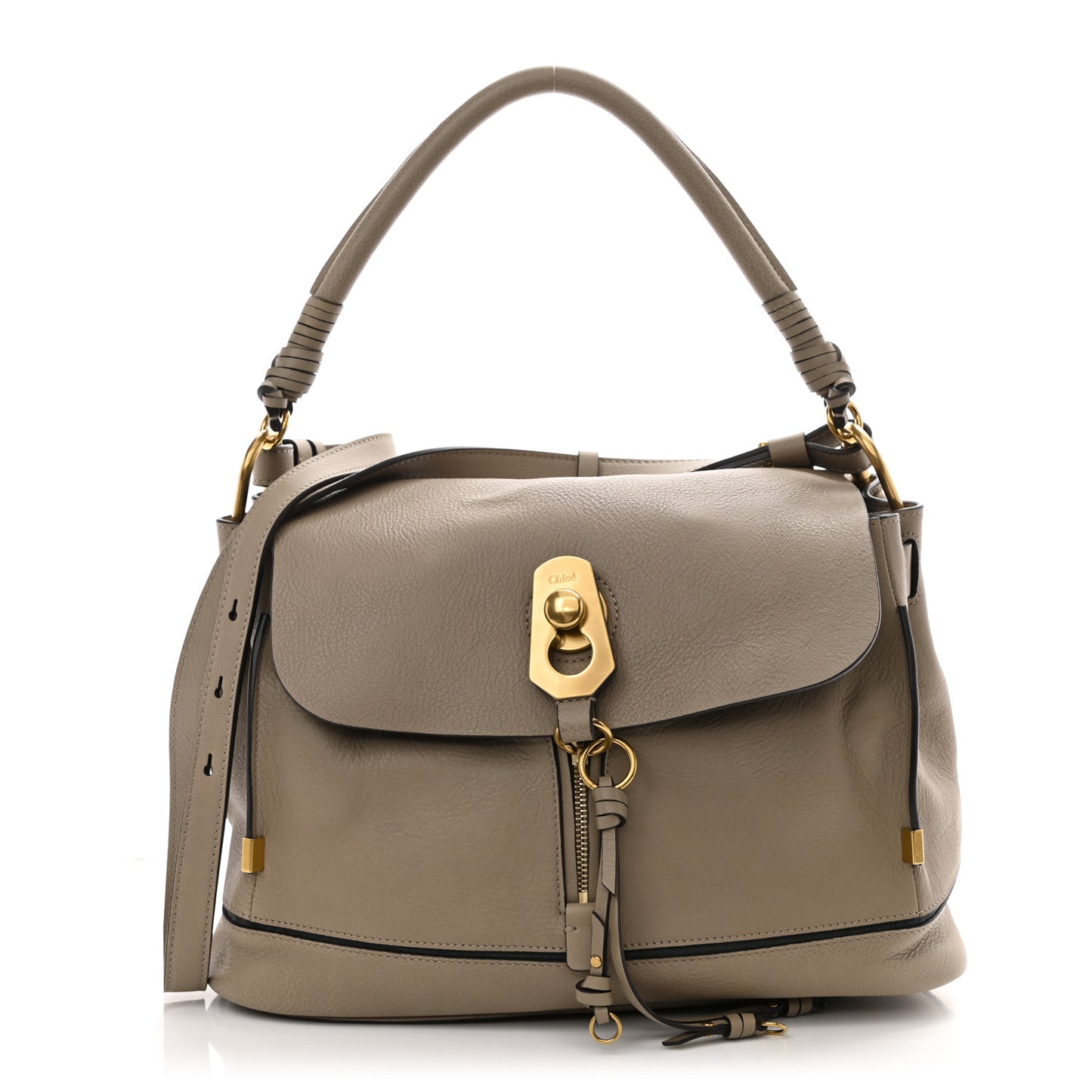 Calfskin Medium Owen Flap Bag Motty Grey