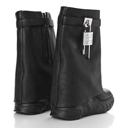 Givenchy Grained Calfskin Shark Lock Biker Ankle Boots 36 Black 4 of 9