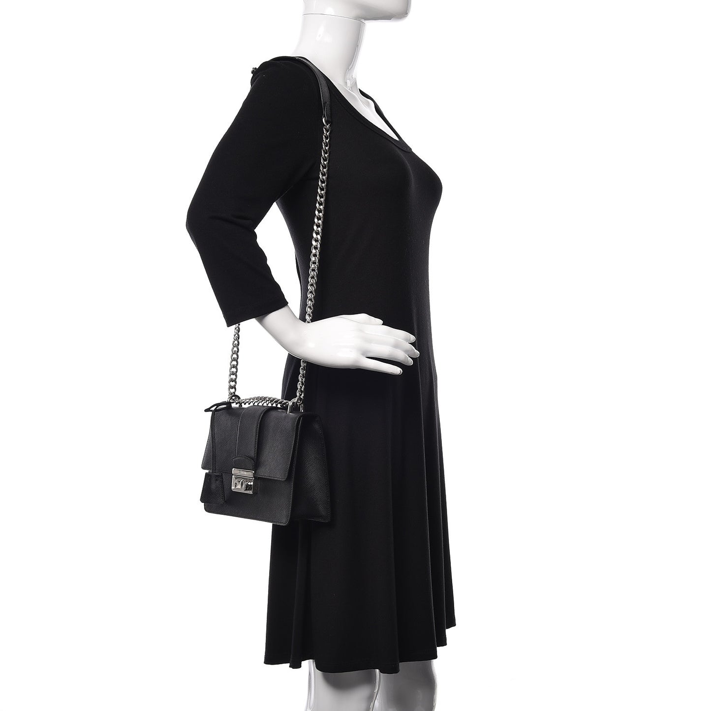 Saffiano Pattina Crossbody Bag Black