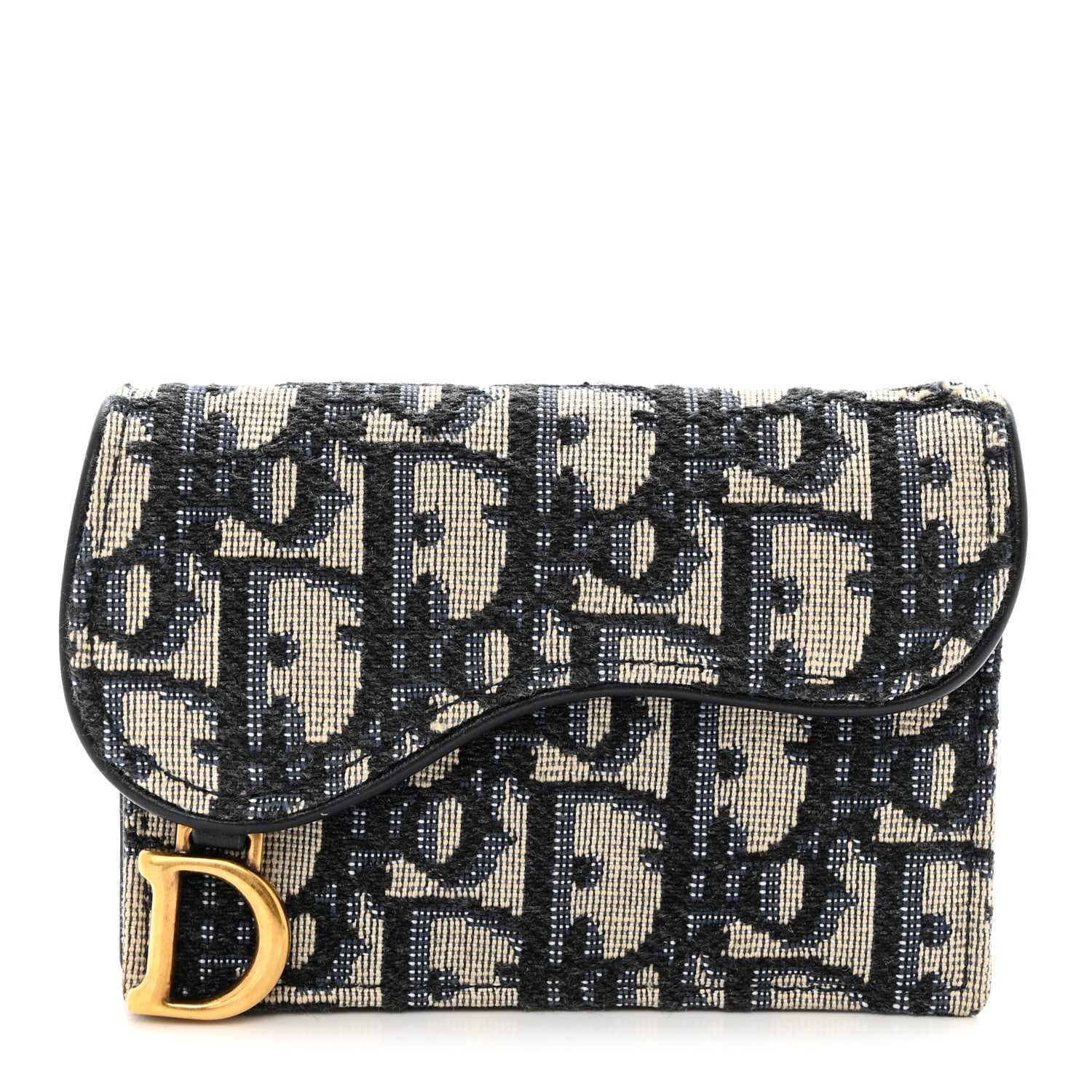 Christian Dior Oblique Saddle Card Holder Blue 1 of 9