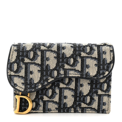 Christian Dior Oblique Saddle Card Holder Blue 1 of 9