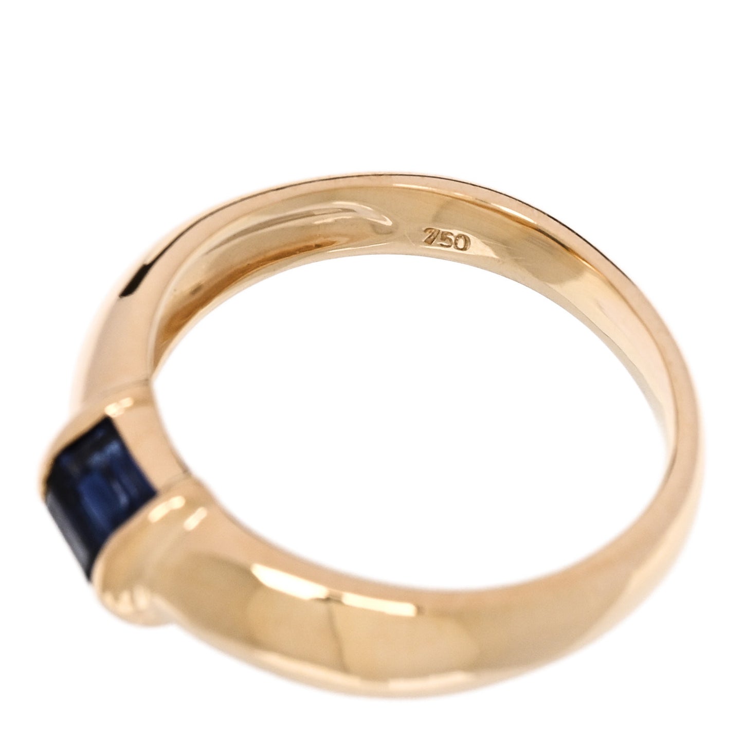 18K Yellow Gold Blue Sapphire Baguette Ring 50 5.5