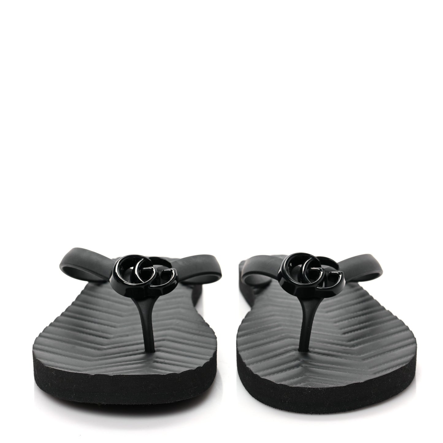 Rubber Chevron Mens GG Thong Flat Sandals 11 Black