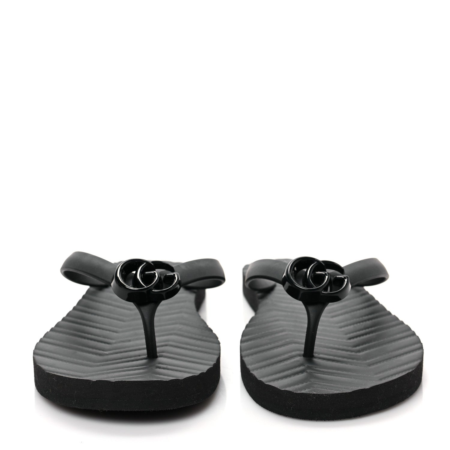 Gucci Rubber Chevron Mens GG Thong Flat Sandals 11 Black 2 of 7