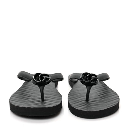 Gucci Rubber Chevron Mens GG Thong Flat Sandals 11 Black 2 of 7