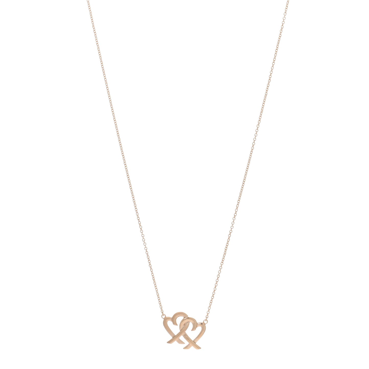18K Rose Gold Paloma Picasso Loving Heart Interlocking Pendant Necklace