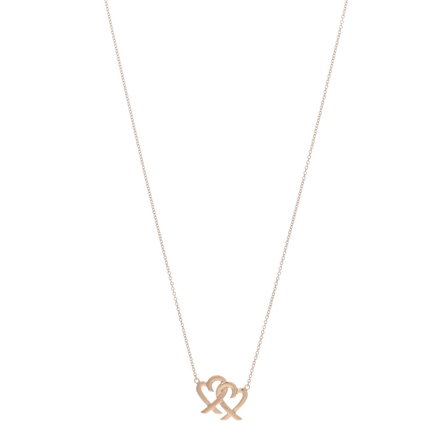 Tiffany 18K Rose Gold Paloma Picasso Loving Heart Interlocking Pendant Necklace 1 of 3