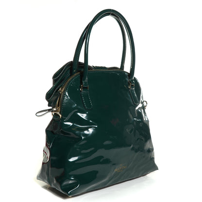 Valentino Garavani Patent Lacca Bow Dome Tote Dark Green 3 of 9