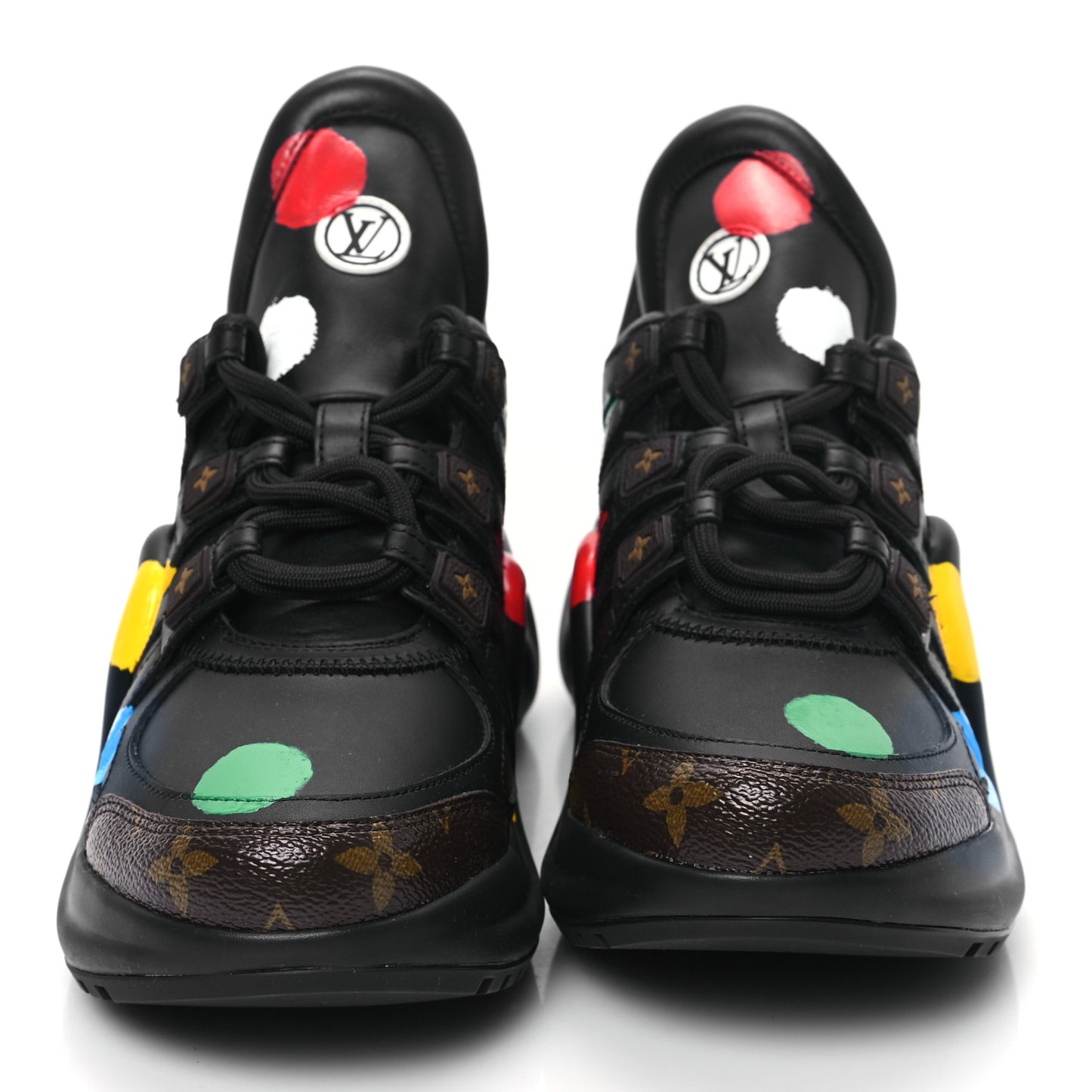 X YK Calfskin Patent Monogram Archlight Sneakers 39 Black