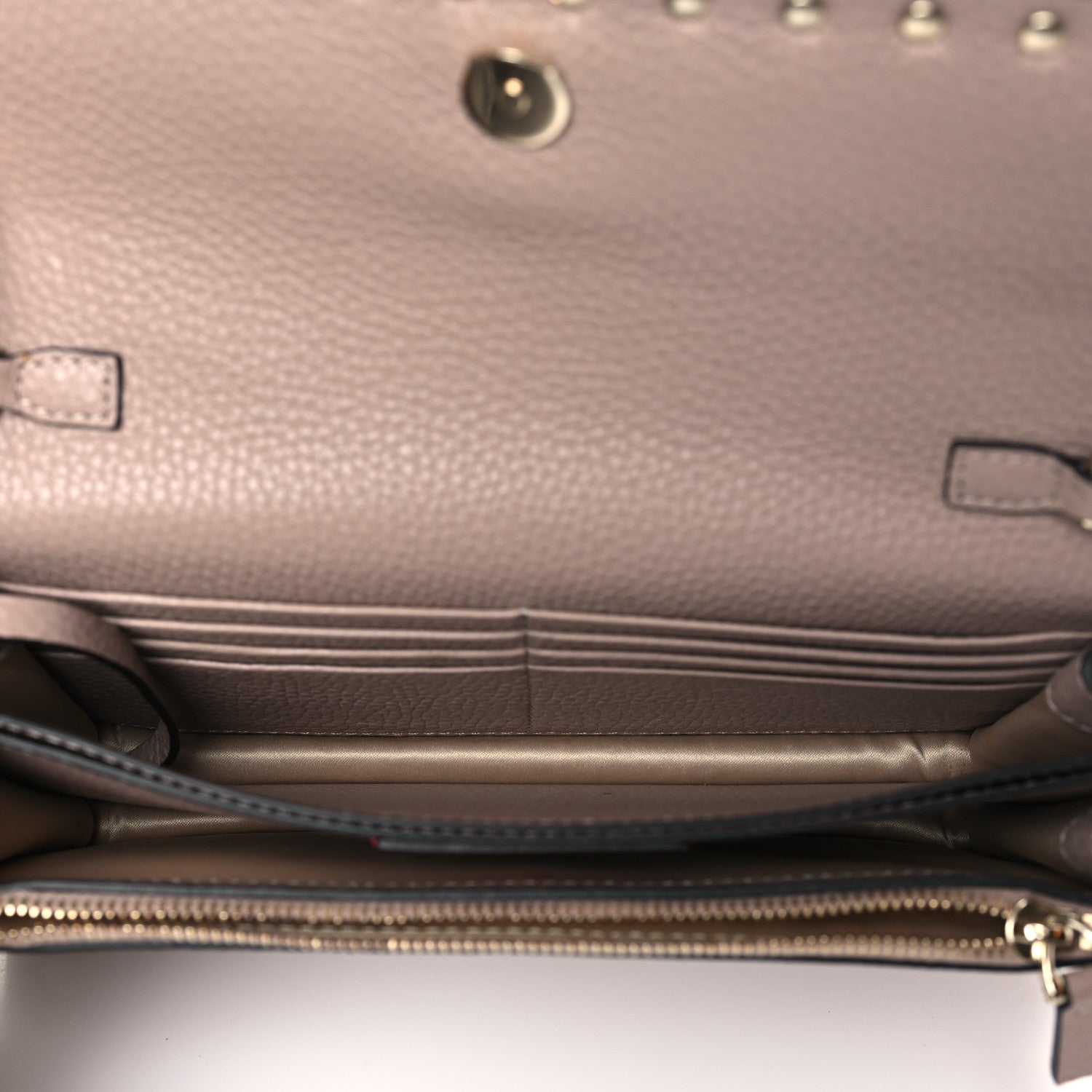 Valentino Garavani Pebbled Calfskin Rockstud Flap Wallet On Chain Poudre 5 of 8