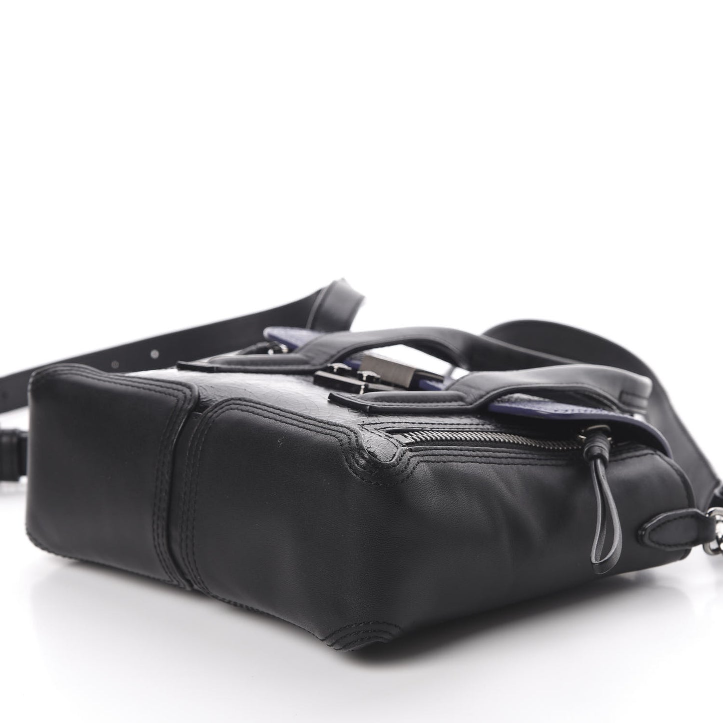 3.1 Textured Patent Calfskin Mini Pashli Satchel Black Blue