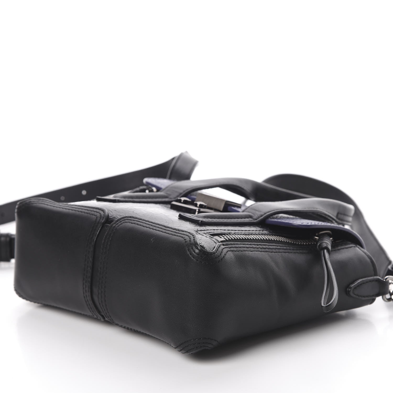 3.1 Phillip Lim 3.1 Textured Patent Calfskin Mini Pashli Satchel Black Blue 8 of 10