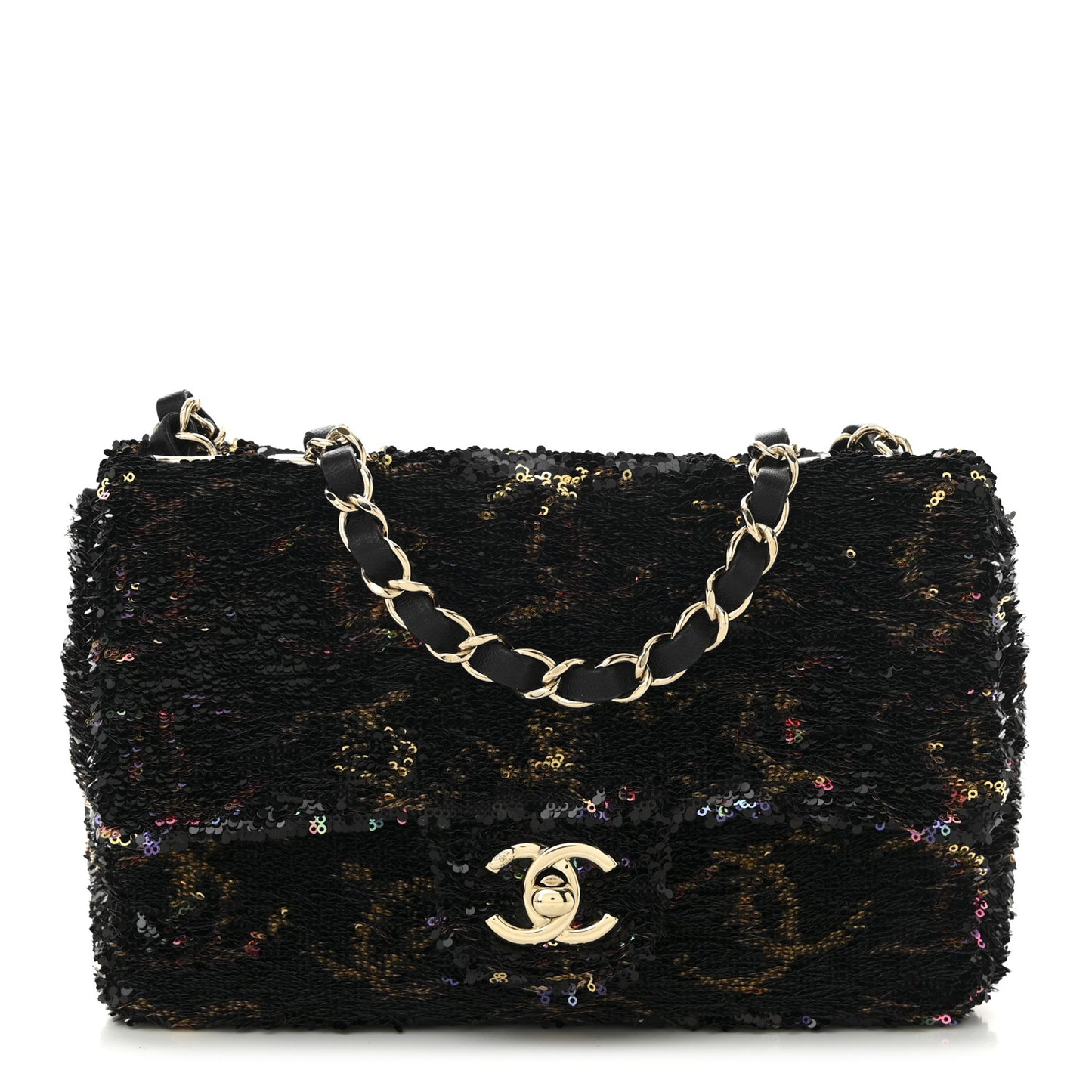 Sequin CC Small Single Flap Black Multicolor