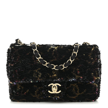Chanel Sequin CC Small Single Flap Black Multicolor 1 of 10