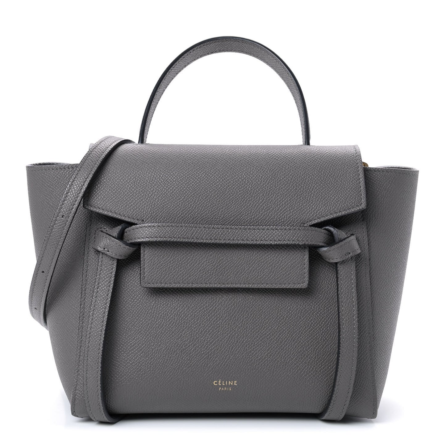 Grained Calfskin Nano Belt Bag Grey