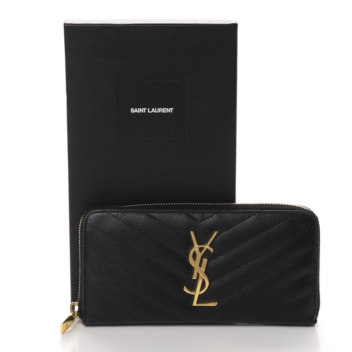 Grain De Poudre Matelasse Chevron Monogram Zip Around Wallet Black