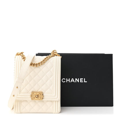 Chanel Caviar Quilted North South Boy Flap White 12 of 12