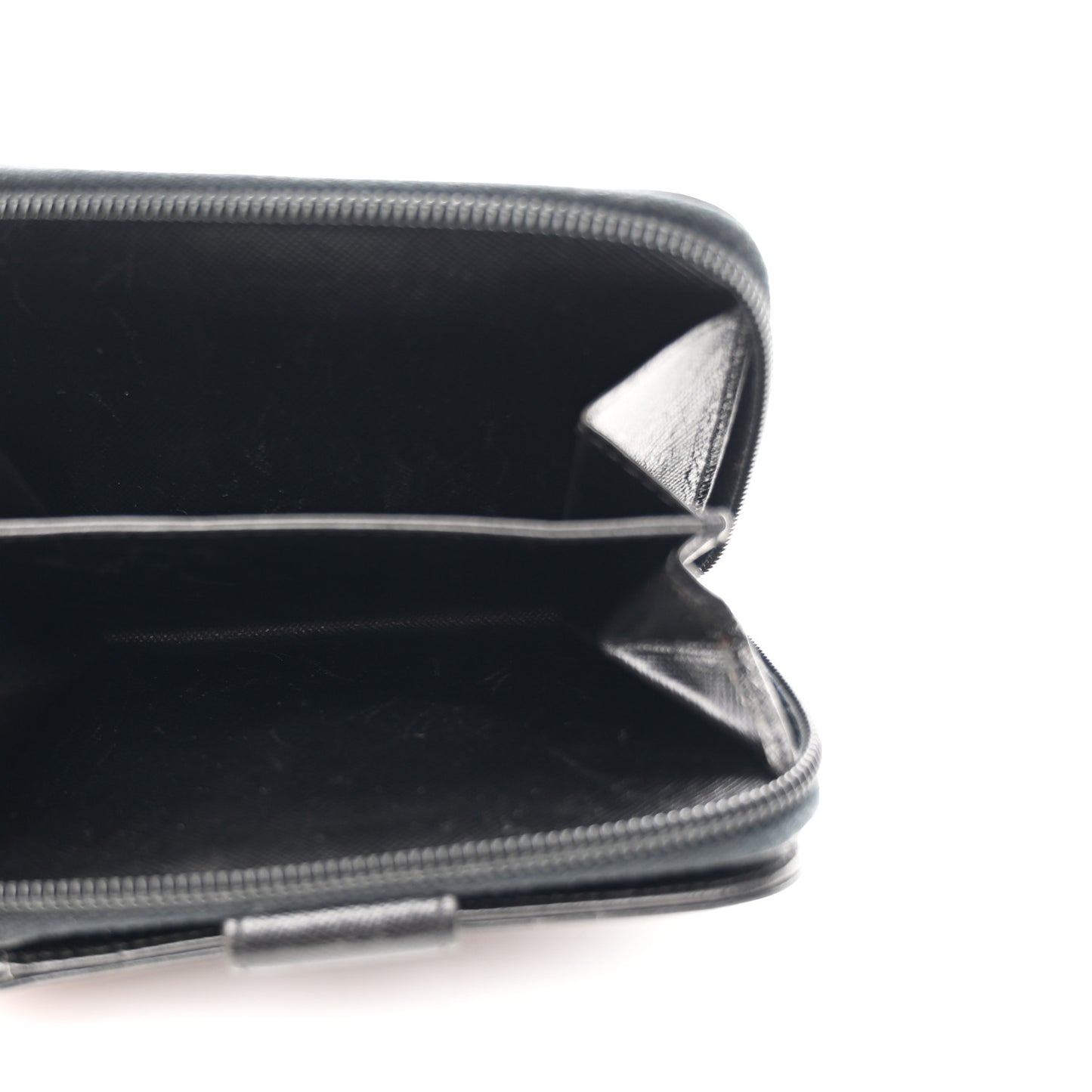 Saffiano Compact Zip Around Wallet Black