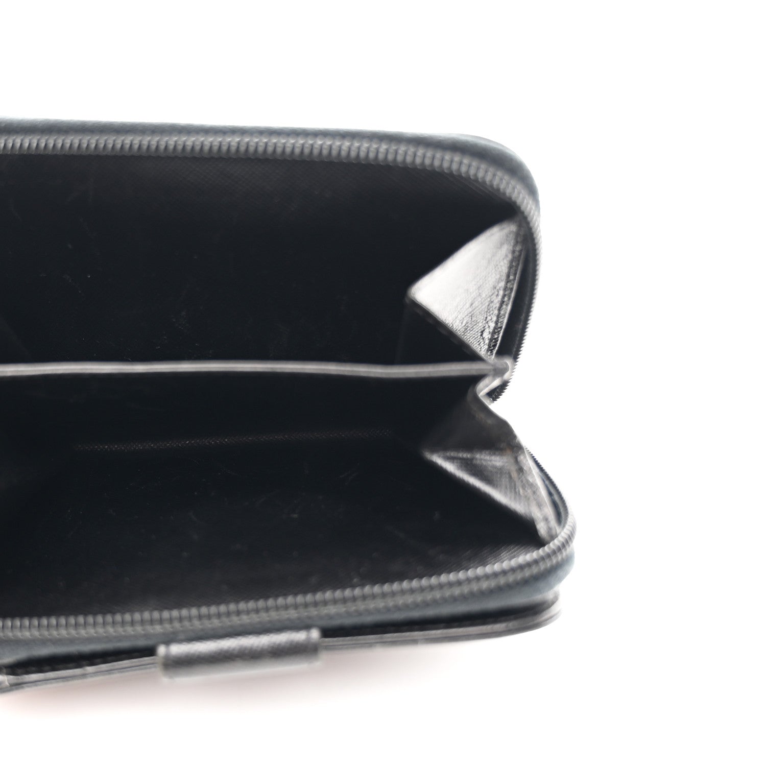 Prada Saffiano Compact Zip Around Wallet Black 6 of 10