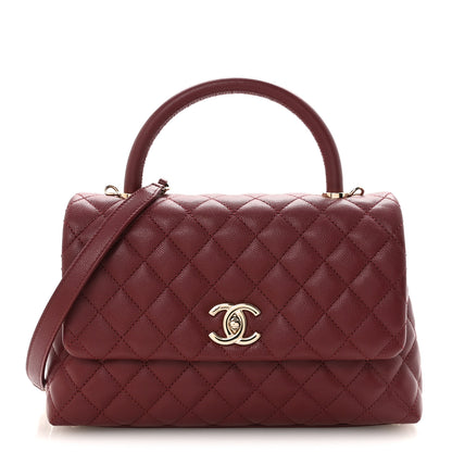 Chanel Caviar Quilted Small Coco Handle Flap Burgundy 1 of 10