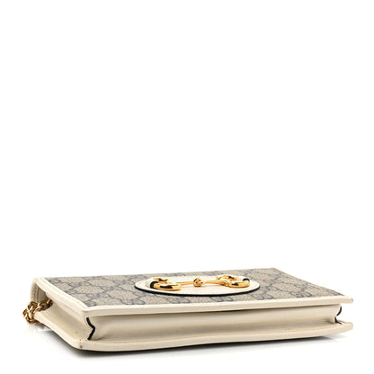 Gucci GG Supreme Monogram Azalea Calfskin Horsebit 1955 Wallet On Chain Beige Ebony Mystic White 4 of 14