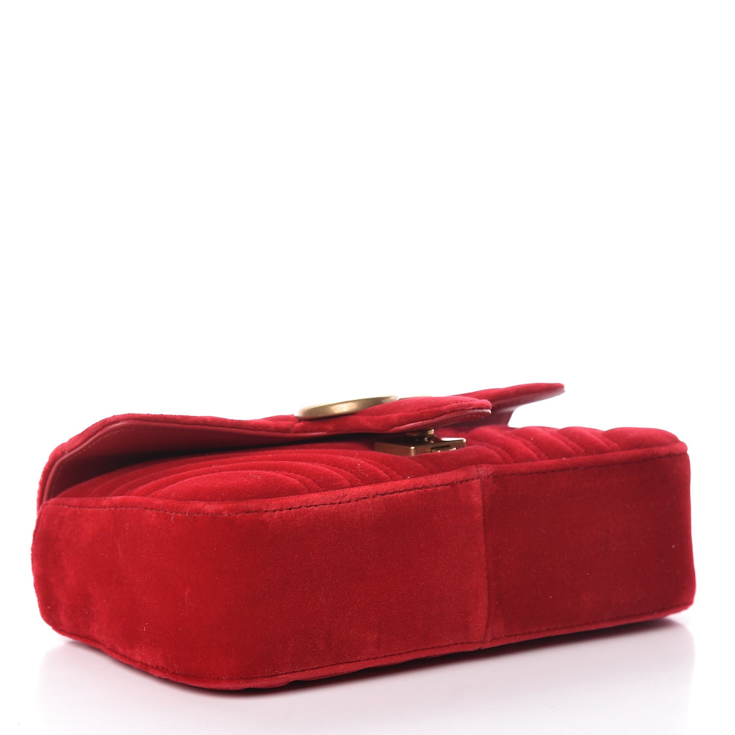 Velvet Matelasse Mini GG Marmont Shoulder Bag Hibiscus Red