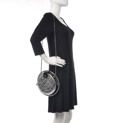 Chanel Metallic Aged Calfskin Patent Planet Minaudiere Shoulder Bag Silver 2 of 7