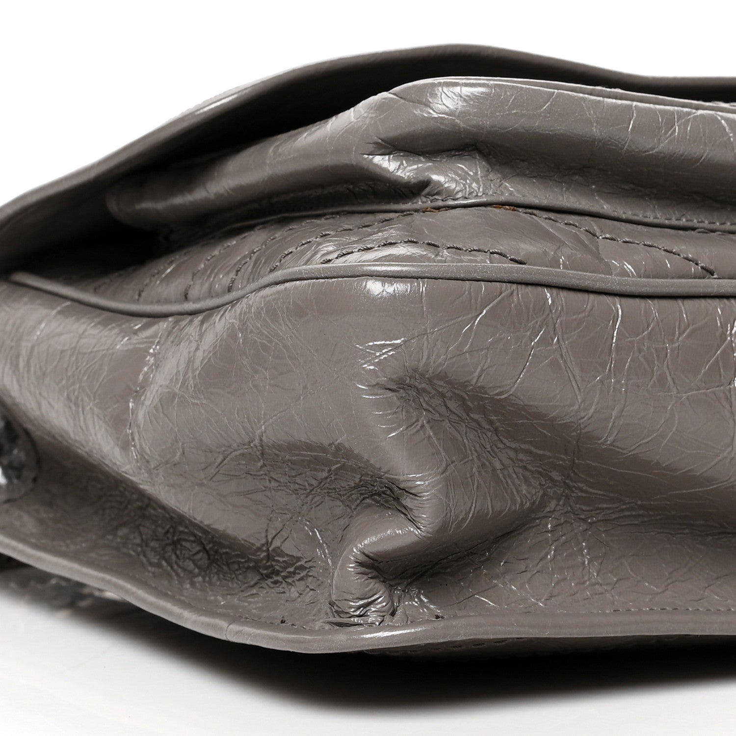 Saint Laurent Crinkled Calfskin Matelasse Monogram Large Niki Chain Satchel Fog 9 of 10